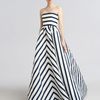 Oscar De La Renta Strapless Striped Gazar Gown in Blue (navy ivory) - Lyst