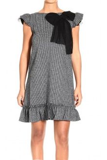 RED Valentino Short Sleeve Pied De Poule Plumetis Detail Dress - Lyst