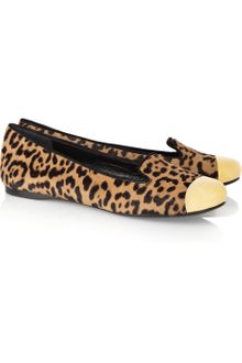 Yves Saint Laurent Evalyn Animalprint Calf Hair and Metal Loafers - Lyst