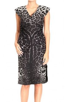 Yves Saint Laurent Sleeveless V- Neck Crepe De Chine Animal Print Dres - Lyst