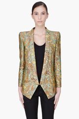 Barbara Bui Mustard Silk Embroidered Blazer