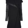 Helmut Lang Leather Sleeve Coat in Black - Lyst