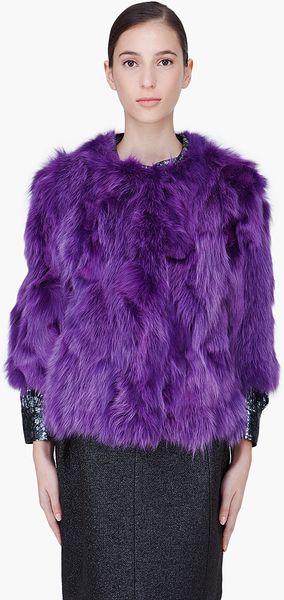 Marc Jacobs Purple Fluffy Fox Fur Jacket - Lyst