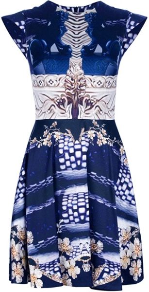 Mary Katrantzou Pattern Panel Dress in Blue - Lyst