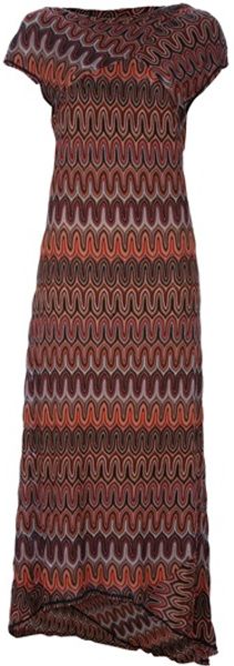 Missoni Capped Sleeve Dress in Brown - Lyst