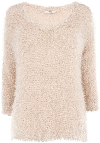 Oasis Sequin Fluffy Jumper - Lyst