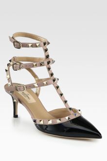 Valentino Patent Leather Rockstud Slingback Pumps - Lyst