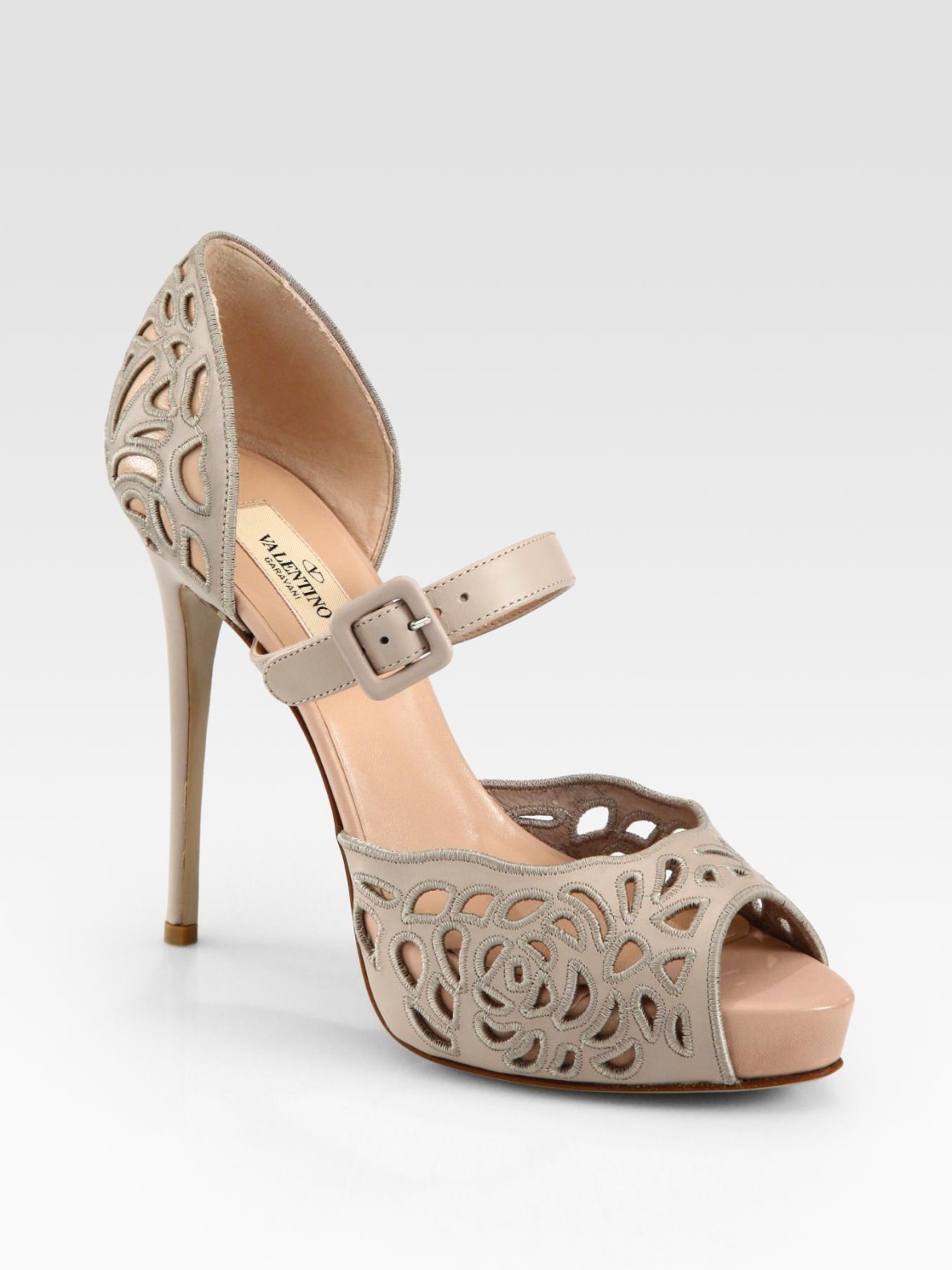Valentino Cutout Leather Mary Jane Pumps in Pink (blush) Lyst