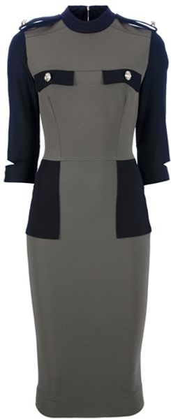 Victoria Beckham Fitted Dress in Khaki - Lyst