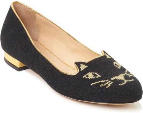 Charlotte Olympia Ss Black Kitty Flat in Black - Lyst