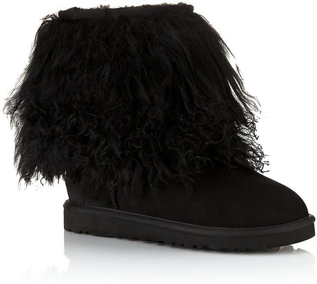 black faux fleece cuff wedge heel trainers