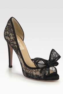 Valentino Lace Couture Bow Dorsay Pumps - Lyst
