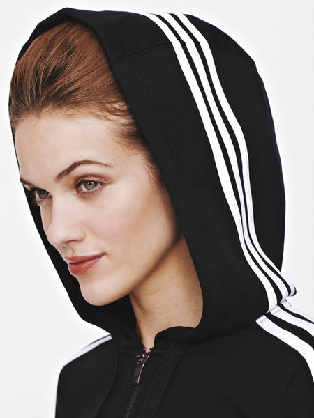 adidas 3 stripe zip through hoody