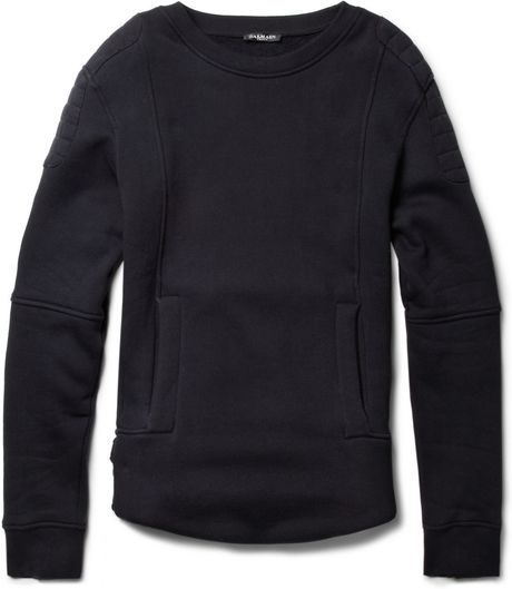Balmain Cotton Jersey Biker Sweatshirt in Blue for Men - Lyst