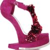 Alexander Mcqueen Enameled Flower Suede Platform Sandals in Red - Lyst