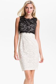 BCBGMAXAZRIA Colorblock Lace Sheath Dress - Lyst