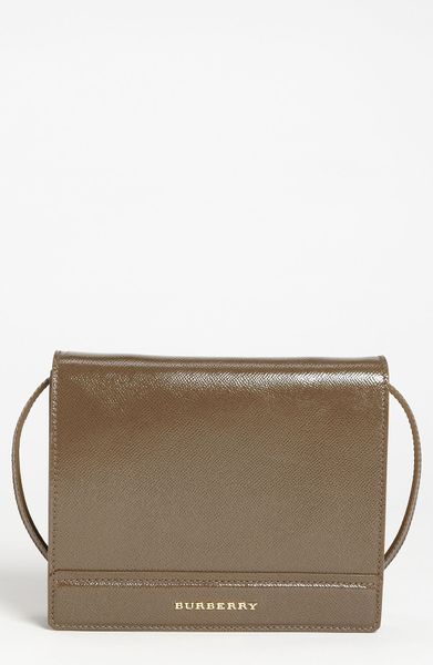 Burberry Patent Leather Crossbody Bag in Gray (mole grey) | Lyst