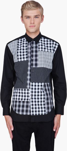 Comme Des Garçons Black Checkered Front Shirt in Black for Men - Lyst