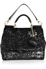Dolce & Gabbana Miss Sicily Sequined Leather Shoulder Bag