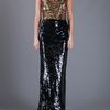 Dolce & Gabbana Sequin Strapless Dress in Gold (black) - Lyst