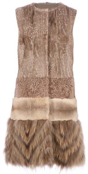 Giambattista Valli Patterned Fur Dress in Brown - Lyst