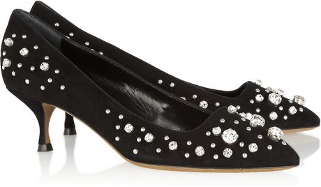 Moschino Cheap & Chic Crystal Embellished Suede Pumps in Black - Lyst