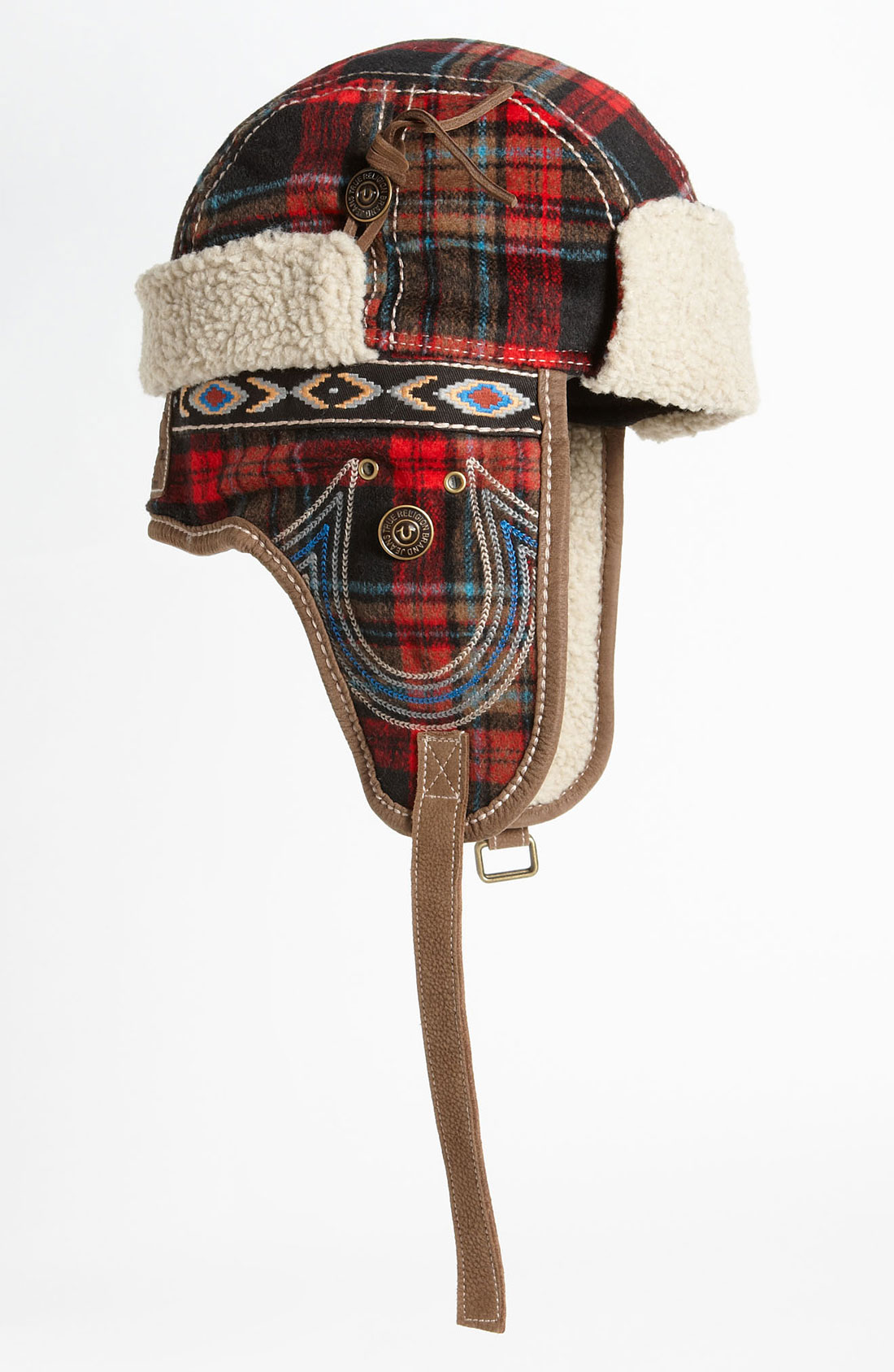 True Religion Check Trapper Hat in Red for Men Lyst