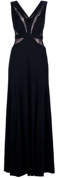 BCBGMAXAZRIA Lace Panel Evening Gown - Lyst