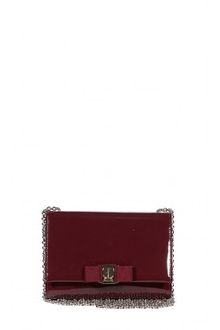 Ferragamo Eco Patent Leather Bow Long Chain Flap Bag - Lyst