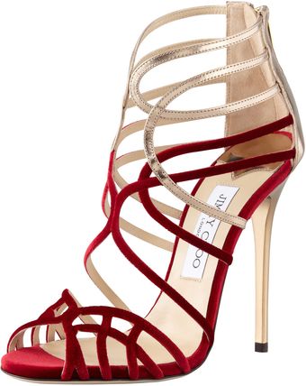 Jimmy Choo Maury Velvet Leather Sandal - Lyst