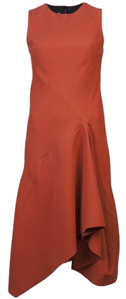 Narciso Rodriguez Asymmetric Dress in Brown (rust) - Lyst