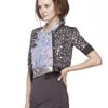 Oscar De La Renta Elbow Sleeve Embroidered Cardigan in Silver - Lyst