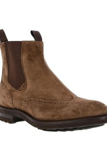 Santoni Brogue Chelsea Boot - Lyst