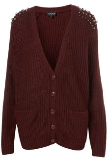 Topshop Knitted Stud Rib Cardigan - Lyst