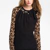 Tory Burch Allison Silk Wool Blouse in Black (black/ carmel wray) - Lyst