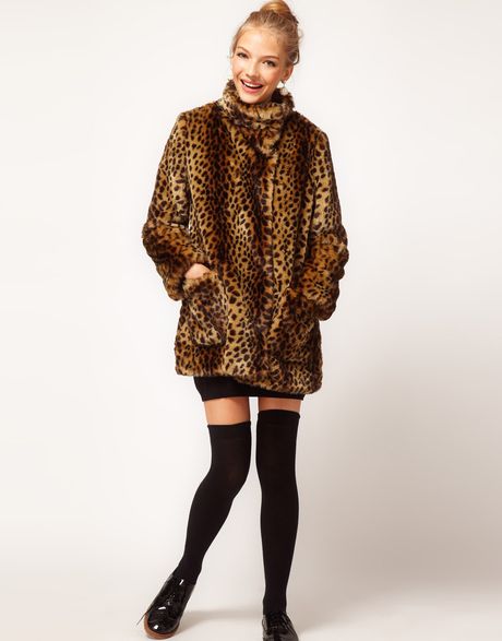 Asos Collection Asos Longline Animal Fur Coat in Animal ...