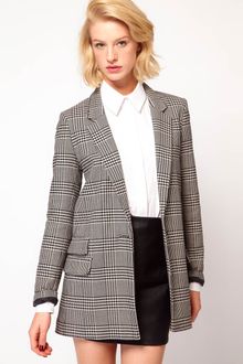 Asos Check Longline Blazer - Lyst