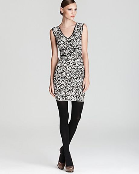 Bcbgmaxazria Dress Fancy Leopard Jacquard in Black (gardinia combo) - Lyst