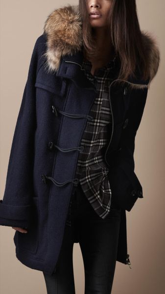 burberry duffle coat navy