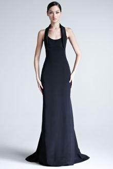 Carolina Herrera Silk Crepe and Satin Halter Gown - Lyst