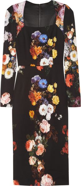 Dolce & Gabbana Floral-print Stretch-crepe Dress - Lyst