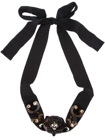Lanvin Embellished Ribbon Necklace - Lyst
