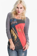 Free People Patchwork Graphic Baseball Top