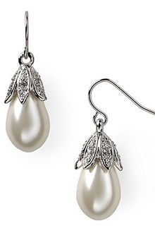 Lauren by Ralph Lauren Pearl and Crystal Drop Earrings - Lyst