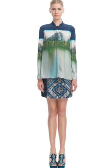 Matthew Williamson Landscape Washed Silk Nehru Shirt - Lyst