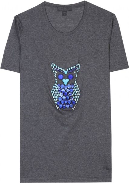 Burberry Prorsum Embellished Tshirt in Gray (charcoal) - Lyst