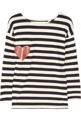 Chinti And Parker Heartprint Striped Organic Cotton Top