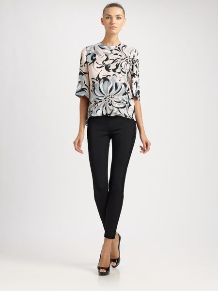 Emilio Pucci Printed Silk Top in Floral (begonia) - Lyst