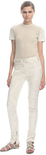 Ferragamo Ss Champagne Brocade Skinny Pants - Lyst