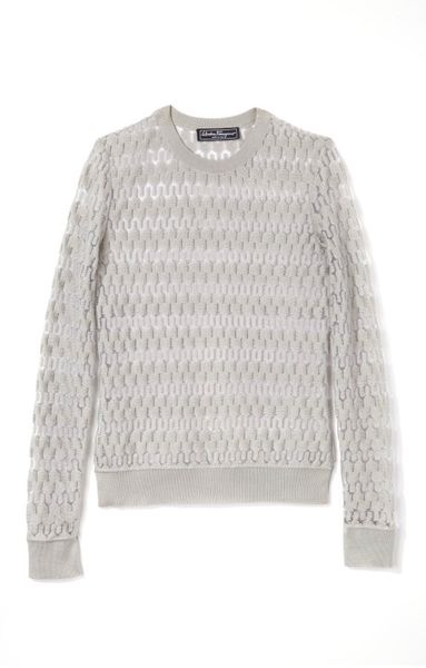 Ferragamo Ss Ash Mix Knit Sweater in Gray (semix ash) - Lyst